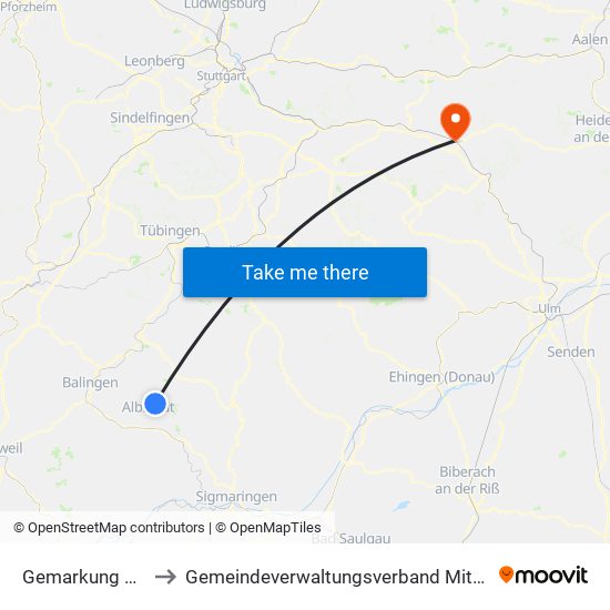 Gemarkung Tailfingen to Gemeindeverwaltungsverband Mittleres Fils-Lautertal map