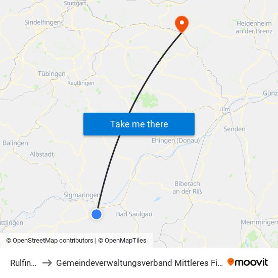 Rulfingen to Gemeindeverwaltungsverband Mittleres Fils-Lautertal map