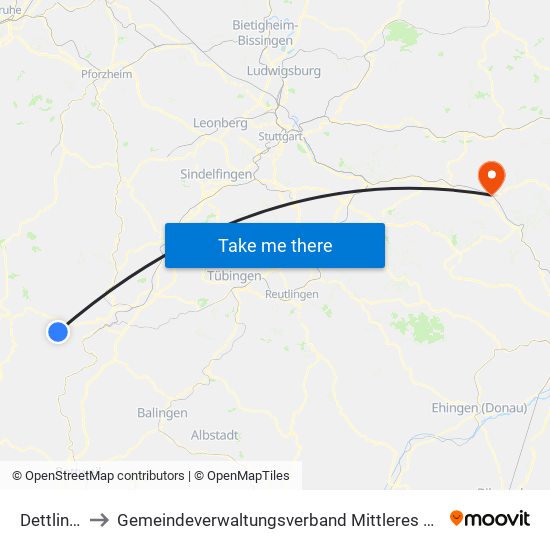 Dettlingen to Gemeindeverwaltungsverband Mittleres Fils-Lautertal map