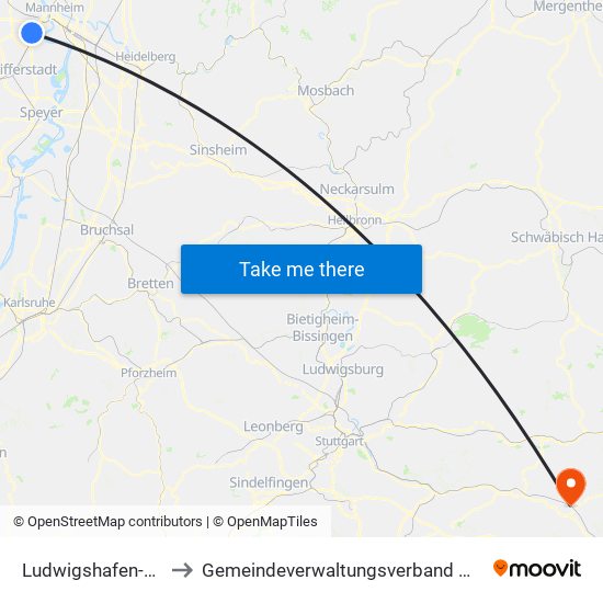 Ludwigshafen-Gartenstadt to Gemeindeverwaltungsverband Mittleres Fils-Lautertal map