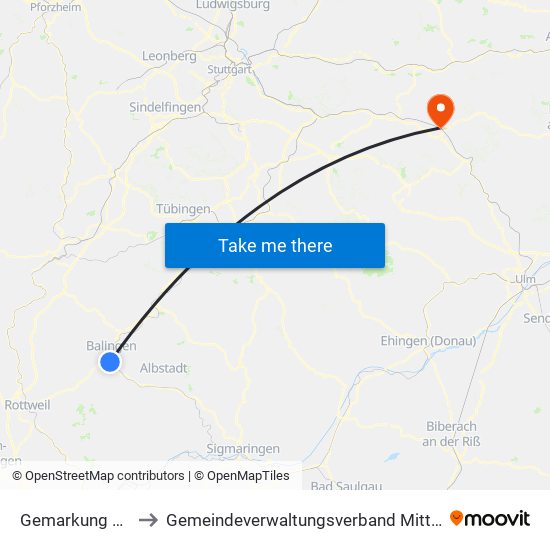 Gemarkung Endingen to Gemeindeverwaltungsverband Mittleres Fils-Lautertal map