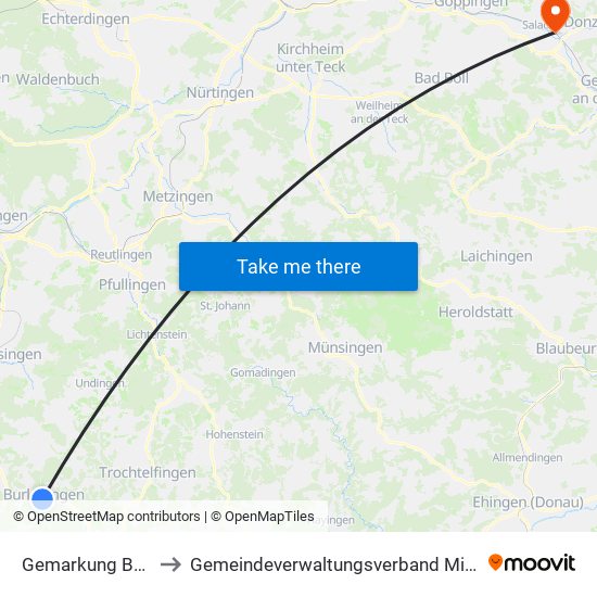 Gemarkung Burladingen to Gemeindeverwaltungsverband Mittleres Fils-Lautertal map