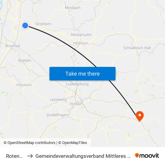 Rotenberg to Gemeindeverwaltungsverband Mittleres Fils-Lautertal map