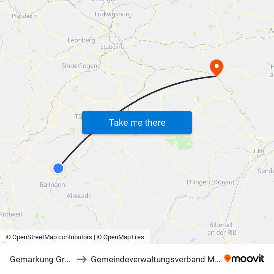 Gemarkung Grosselfingen to Gemeindeverwaltungsverband Mittleres Fils-Lautertal map