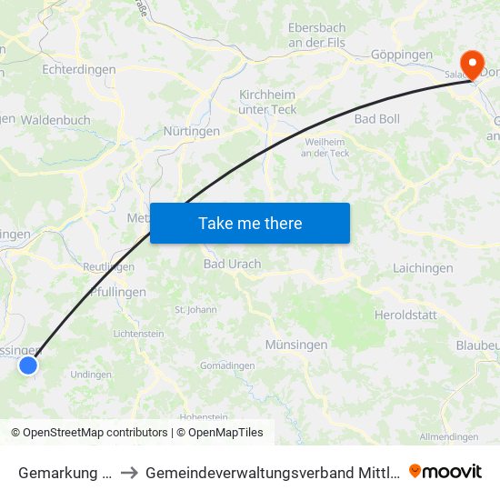 Gemarkung Talheim to Gemeindeverwaltungsverband Mittleres Fils-Lautertal map