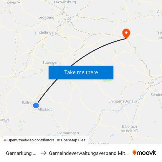 Gemarkung Streichen to Gemeindeverwaltungsverband Mittleres Fils-Lautertal map