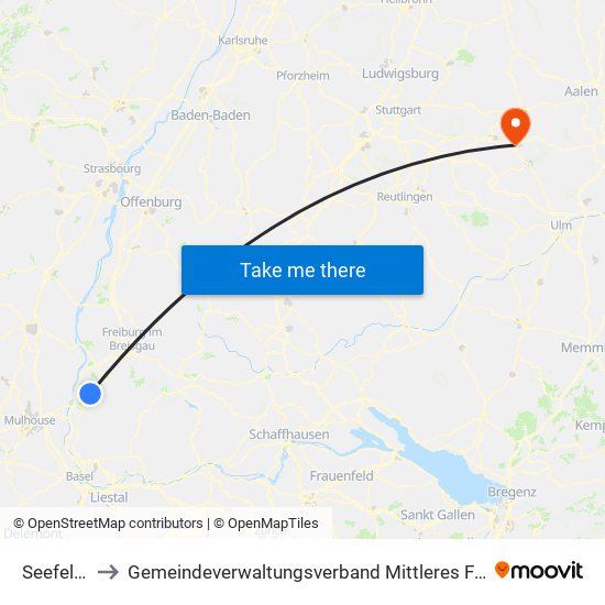 Seefelden to Gemeindeverwaltungsverband Mittleres Fils-Lautertal map