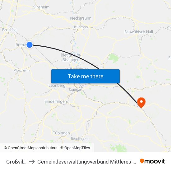 Großvillars to Gemeindeverwaltungsverband Mittleres Fils-Lautertal map