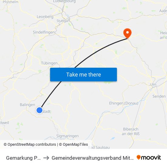 Gemarkung Pfeffingen to Gemeindeverwaltungsverband Mittleres Fils-Lautertal map