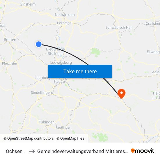 Ochsenbach to Gemeindeverwaltungsverband Mittleres Fils-Lautertal map