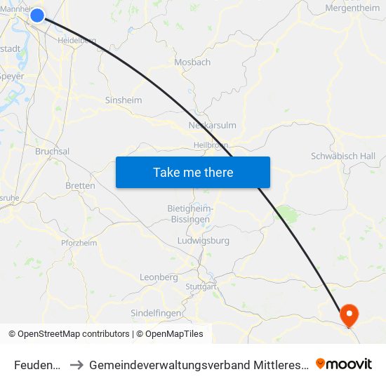 Feudenheim to Gemeindeverwaltungsverband Mittleres Fils-Lautertal map