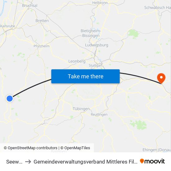 Seewald to Gemeindeverwaltungsverband Mittleres Fils-Lautertal map