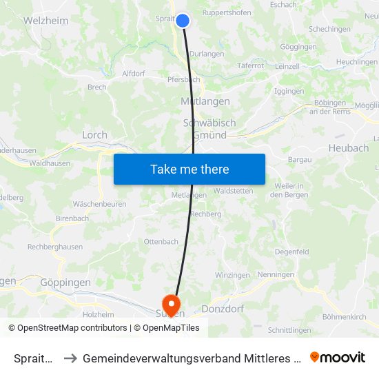 Spraitbach to Gemeindeverwaltungsverband Mittleres Fils-Lautertal map