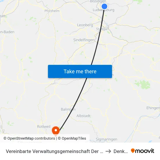 Vereinbarte Verwaltungsgemeinschaft Der Stadt Freiberg am Neckar to Denkingen map