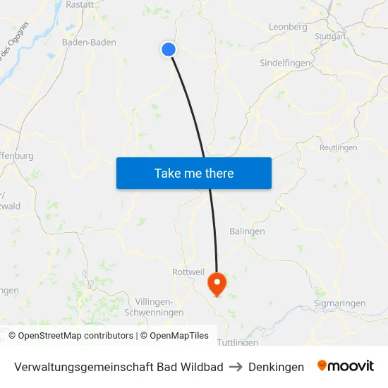 Verwaltungsgemeinschaft Bad Wildbad to Denkingen map