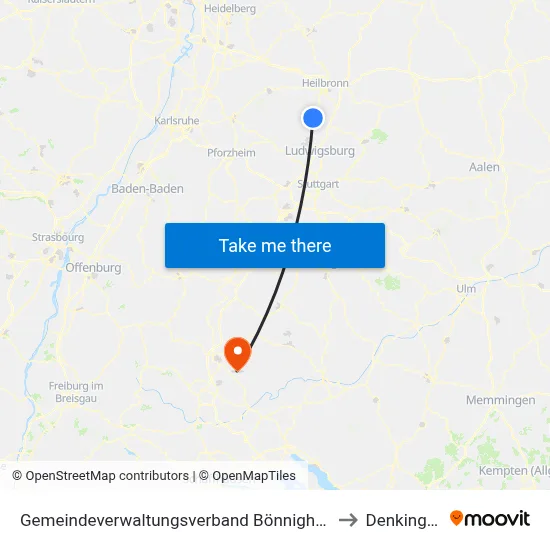 Gemeindeverwaltungsverband Bönnigheim to Denkingen map