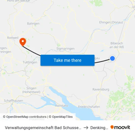 Verwaltungsgemeinschaft Bad Schussenried to Denkingen map