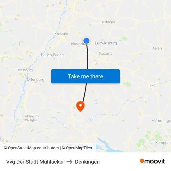 Vvg Der Stadt Mühlacker to Denkingen map