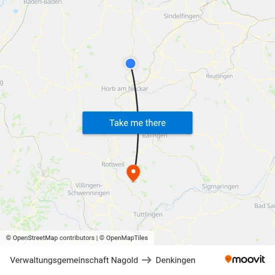 Verwaltungsgemeinschaft Nagold to Denkingen map