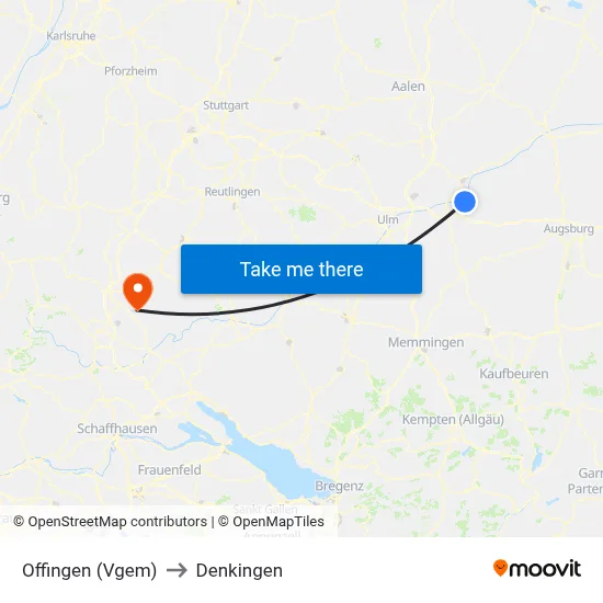 Offingen (Vgem) to Denkingen map