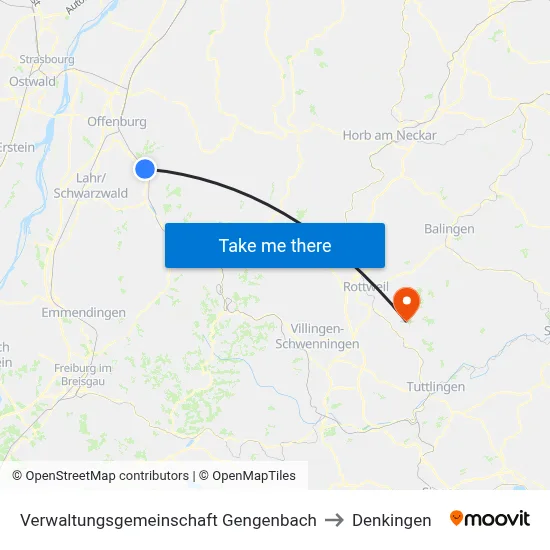 Verwaltungsgemeinschaft Gengenbach to Denkingen map