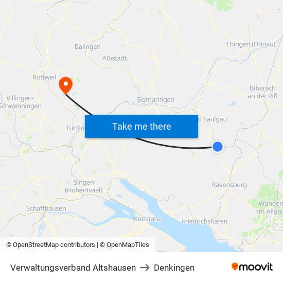 Verwaltungsverband Altshausen to Denkingen map