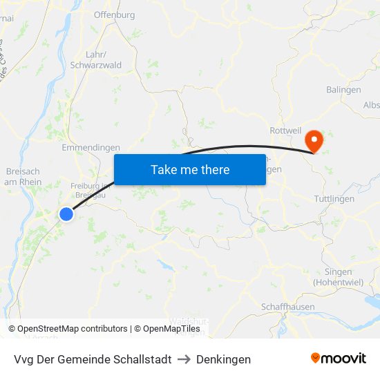 Vvg Der Gemeinde Schallstadt to Denkingen map