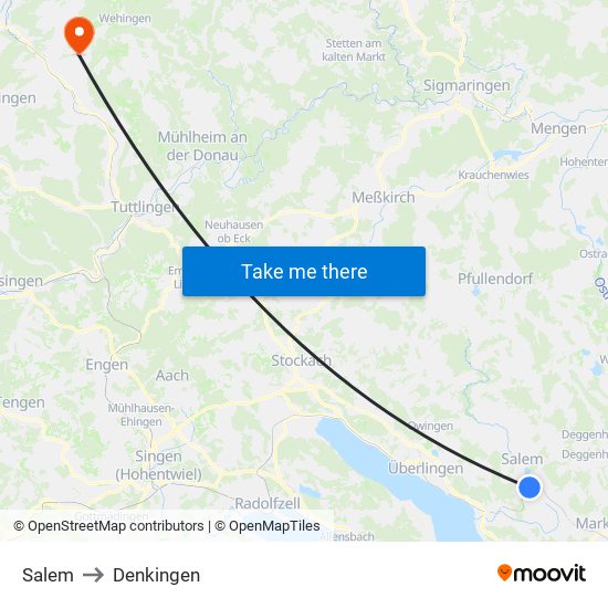 Salem to Denkingen map
