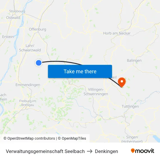 Verwaltungsgemeinschaft Seelbach to Denkingen map