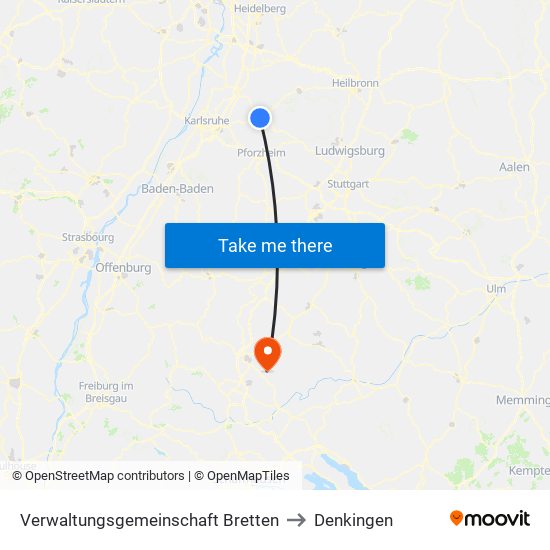 Verwaltungsgemeinschaft Bretten to Denkingen map