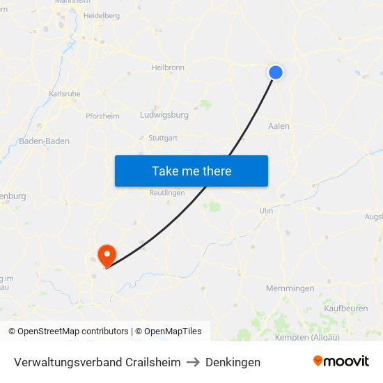 Verwaltungsverband Crailsheim to Denkingen map