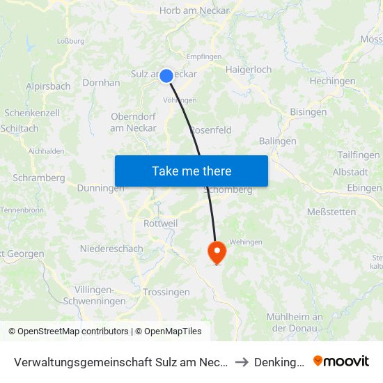 Verwaltungsgemeinschaft Sulz am Neckar to Denkingen map