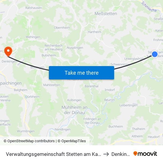 Verwaltungsgemeinschaft Stetten am Kalten Markt to Denkingen map