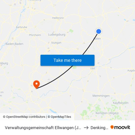 Verwaltungsgemeinschaft Ellwangen (Jagst) to Denkingen map