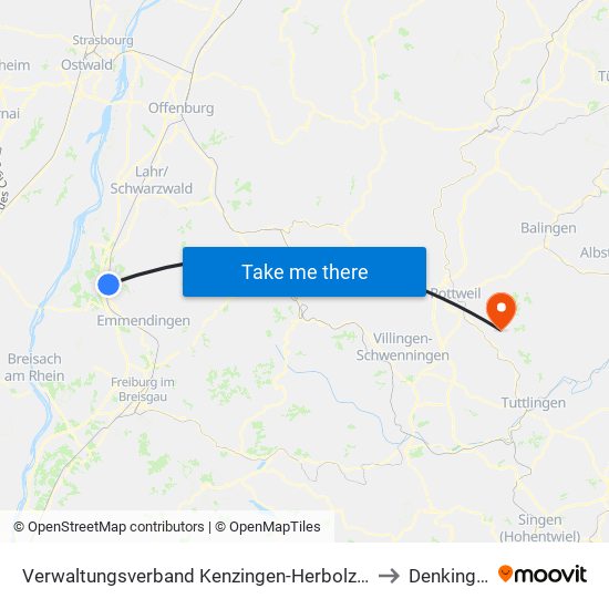 Verwaltungsverband Kenzingen-Herbolzheim to Denkingen map
