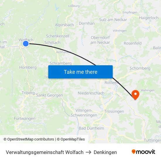 Verwaltungsgemeinschaft Wolfach to Denkingen map