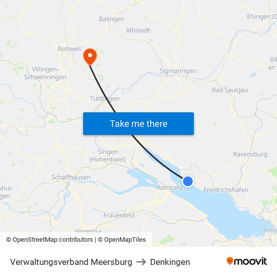 Verwaltungsverband Meersburg to Denkingen map