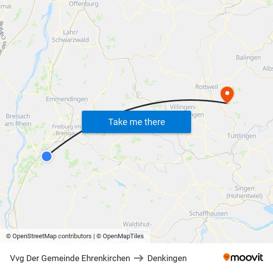 Vvg Der Gemeinde Ehrenkirchen to Denkingen map