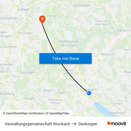 Verwaltungsgemeinschaft Stockach to Denkingen map