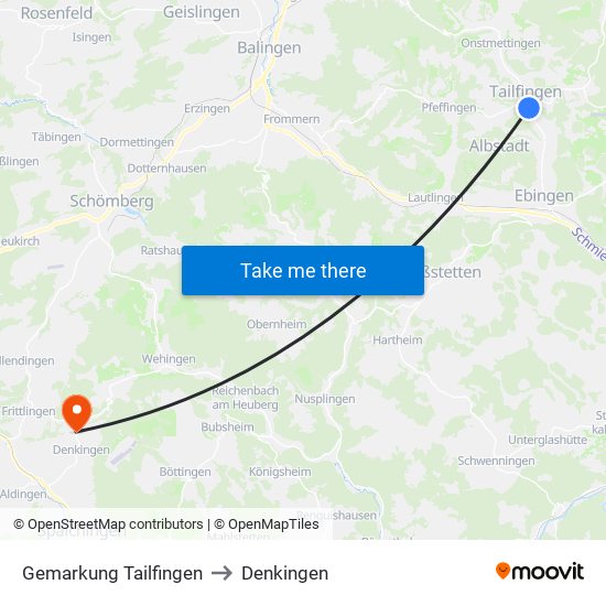 Gemarkung Tailfingen to Denkingen map