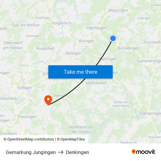 Gemarkung Jungingen to Denkingen map