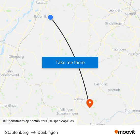 Staufenberg to Denkingen map