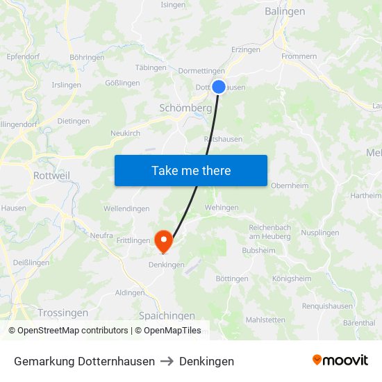 Gemarkung Dotternhausen to Denkingen map