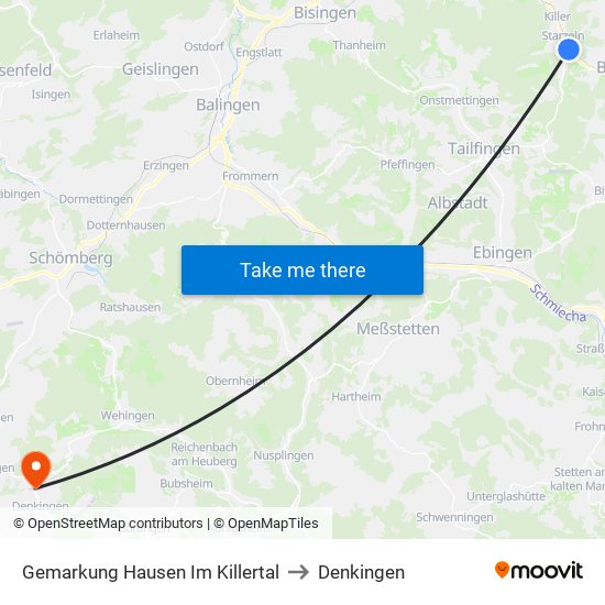 Gemarkung Hausen Im Killertal to Denkingen map