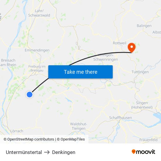 Untermünstertal to Denkingen map