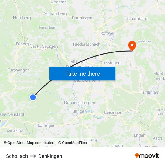 Schollach to Denkingen map