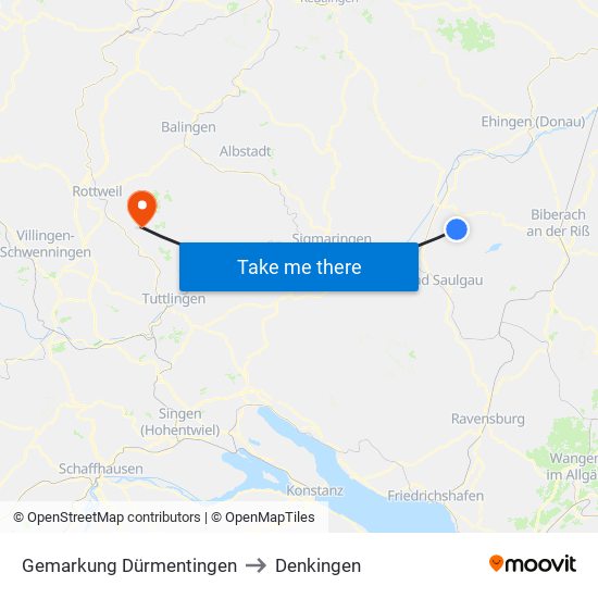 Gemarkung Dürmentingen to Denkingen map