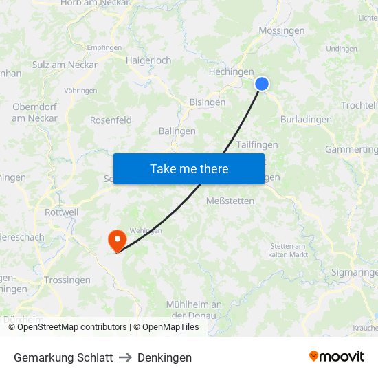 Gemarkung Schlatt to Denkingen map
