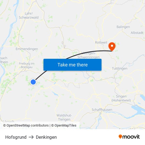 Hofsgrund to Denkingen map