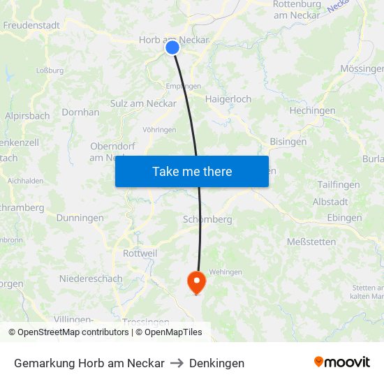 Gemarkung Horb am Neckar to Denkingen map